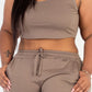 Plus Size French Terry Cropped Tank Top & Joggers Set