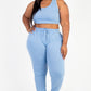 Plus Size French Terry Cropped Tank Top & Joggers Set