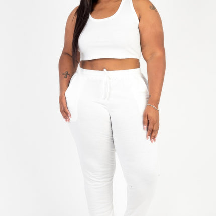 Plus Size French Terry Cropped Tank Top & Joggers Set