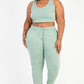 Plus Size French Terry Cropped Tank Top & Joggers Set