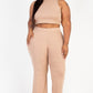 Plus Size Ribbed Mock Neck Crop Tank Top& Bootcut Pants Set