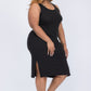 Plus Size Ribbed Side Slit Tank Midi Dress