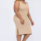 Plus Size Ribbed Side Slit Tank Midi Dress