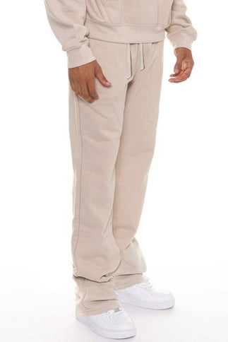 Men's Solid Stacked Flared Sweat Pants