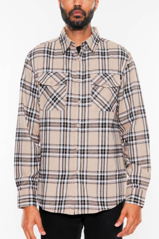 Long Sleeve Flannel Full Plaid Checkered Shirt