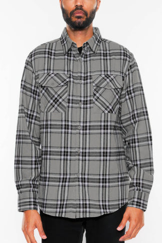 Long Sleeve Flannel Full Plaid Checkered Shirt