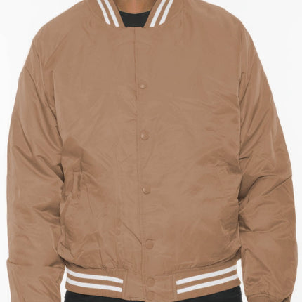 Mens Polyester Windbreaker Winter Bomber Jacket