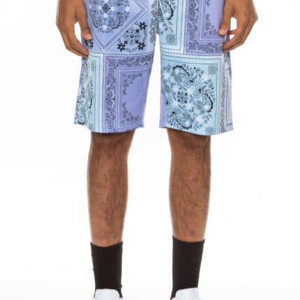 Mens Paisley Bandana Print Shorts