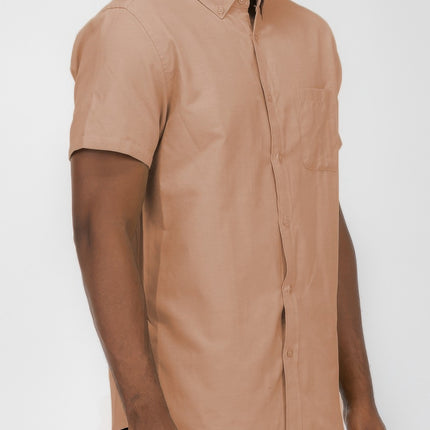 Men's Casual Short Sleeve Solid Shirt