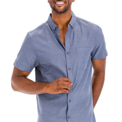 Men's Casual Short Sleeve Solid Shirt