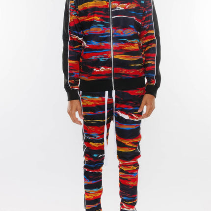 Mens Print Full Zip Track Suit Set