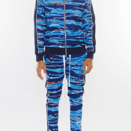 Mens Print Full Zip Track Suit Set