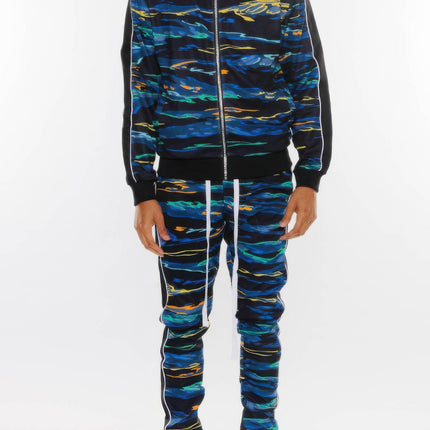 Mens Print Full Zip Track Suit Set