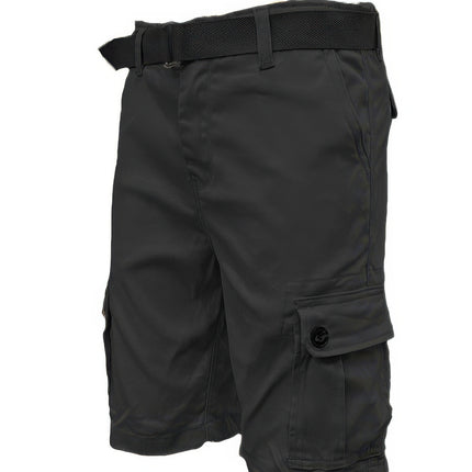 Mens Belted Cargo Shorts With Pockets