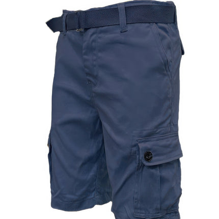 Mens Belted Cargo Shorts With Pockets