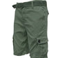 Mens Belted Cargo Shorts With Pockets