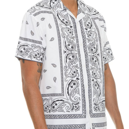 Mens Collared Print Button Down