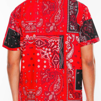 Mens Collared Print Button Down