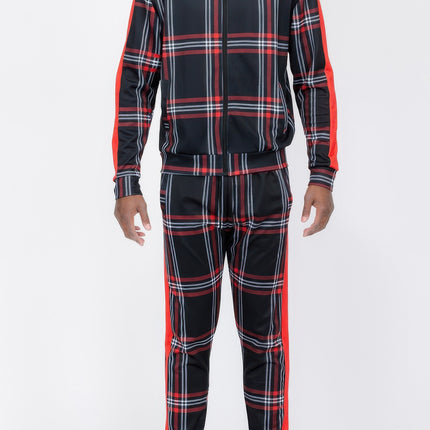 Plaid Checkered Full Zip Track Pants