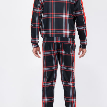 Plaid Checkered Full Zip Track Pants