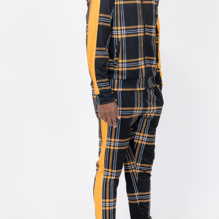 Plaid Checkered Full Zip Track Pants