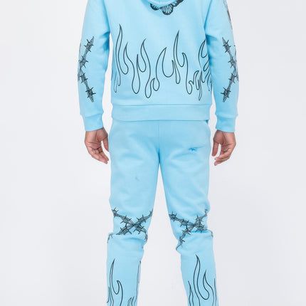 Flame Fire Chenille Hoodie Sweat Set