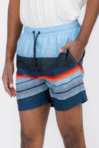 Blue Stripes Swim Trunks