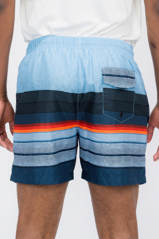 Blue Stripes Swim Trunks