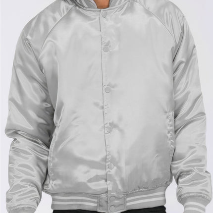 Satin Varsity Bomber Jacket