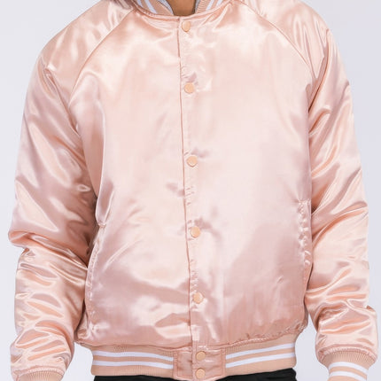 Satin Varsity Bomber Jacket