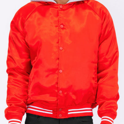 Satin Varsity Bomber Jacket