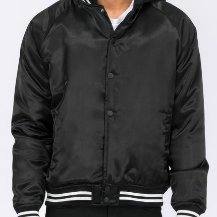 Satin Varsity Bomber Jacket