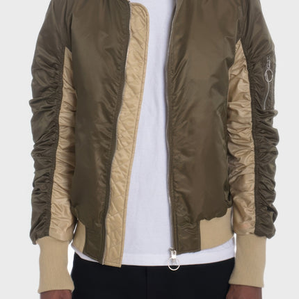 Two Tone Color Block Bomber Jacket