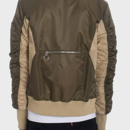 Two Tone Color Block Bomber Jacket