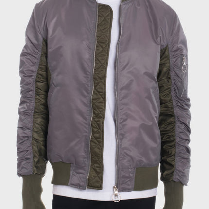 Two Tone Color Block Bomber Jacket