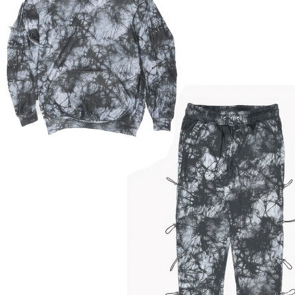 Tye Dye Sleeve Toggle Hoodie And Sweat Set