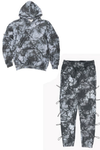 Tye Dye Sleeve Toggle Hoodie And Sweat Set