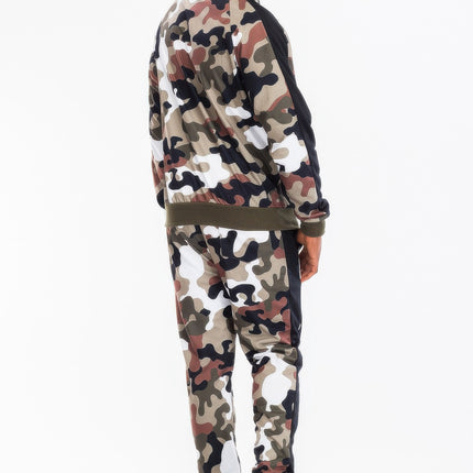 Full Camo With Stripe Track Bottom Pants