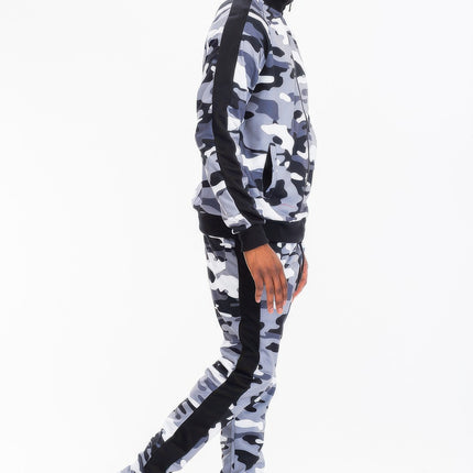 Full Camo With Stripe Track Bottom Pants