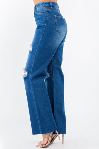 American Bazi High Waist Distressed Wide Leg Jeans