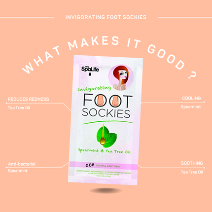 Pink Invigorating Foot Sockies Spearmint & Tea Tree Oil