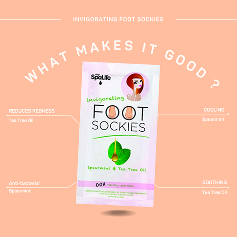 Pink Invigorating Foot Sockies Spearmint & Tea Tree Oil