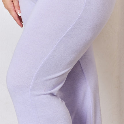 RISEN Full Size High Waist Ultra Soft Knit Flare Pants