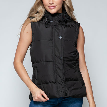 Snobbish Snap and Zip Closure Hooded Vest