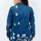 American Bazi Distressed Button Up Long Sleeve Denim Jacket