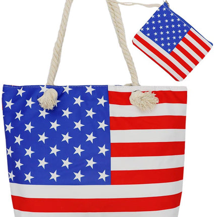 American Flag Seamless Tote Bag with Mini Pouch