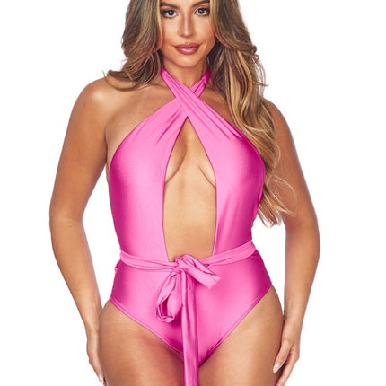 ONE PIECE CRISCROSS HALTER NECKLINE WITH WAIST WRA