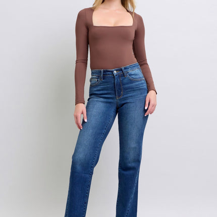 Judy Blue Full Size Side Seam Detail Straight Jeans with Pockets