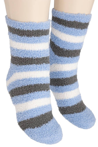 Women's Color Stripe Mid-Crew Fuzzy Lounge Socks