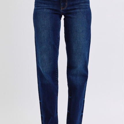 Judy Blue Full Size Raw Hem Straight Leg Jeans